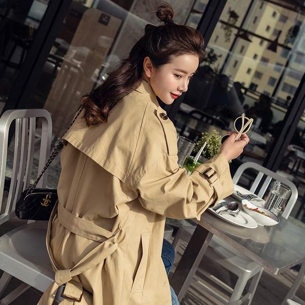 women's trench coats nice spring tide windbreaker fashion casual jacket in the long section of thin autumn women, Tan;black
women's trench coats nice spring tide windbreaker fashion casual jacket in the long section of thin autumn women, Tan;black