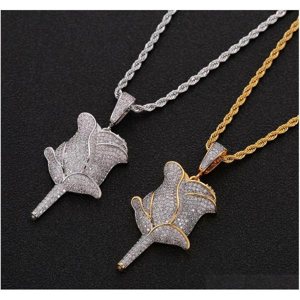 hip hop rose flower pendant necklace with rope chain iced out cubic zircon bling men jewelry wzrvc, Silver
hip hop rose flower pendant necklace with rope chain iced out cubic zircon bling men jewelry wzrvc, Silver