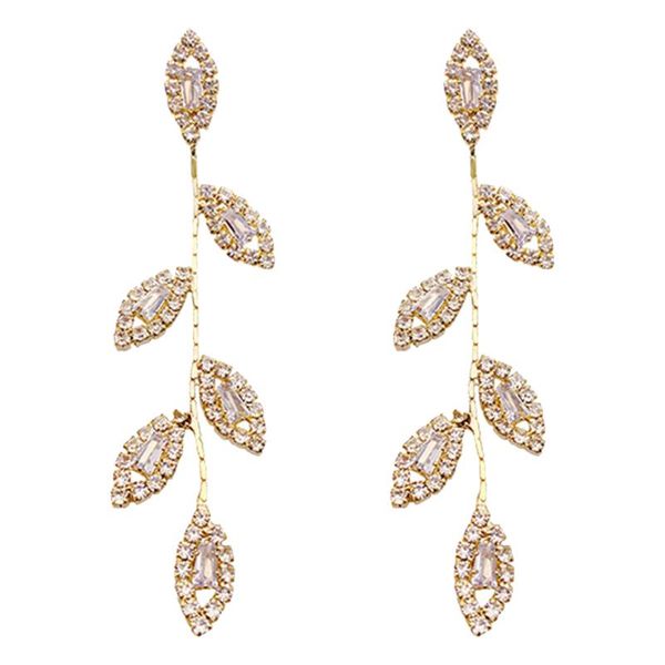 stud premium leaf tassels long slimming earrings women zircon ear decoration jewelry ornaments, Golden;silver
stud premium leaf tassels long slimming earrings women zircon ear decoration jewelry ornaments, Golden;silver