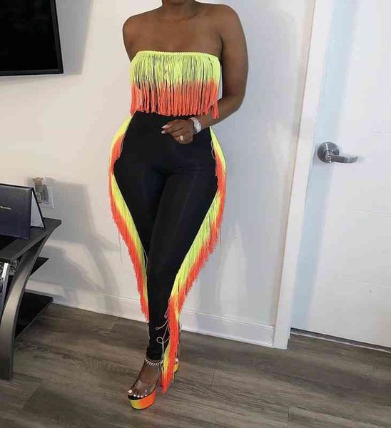 two piece set women club party tassel bodycon set summer strapless and stacked pencil pants matching, Gray
two piece set women club party tassel bodycon set summer strapless and stacked pencil pants matching, Gray