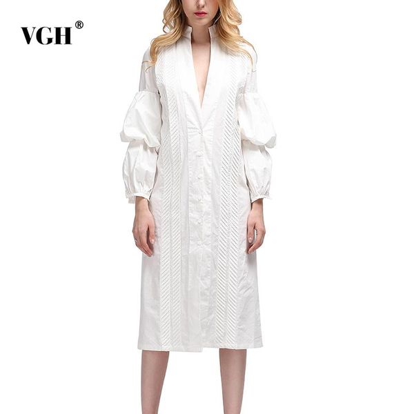 vgh white elegant casual shirt for women stand collar puff long sleeve long loose blouses female 2020 fashion autumn stylish
vgh white elegant casual shirt for women stand collar puff long sleeve long loose blouses female 2020 fashion autumn stylish