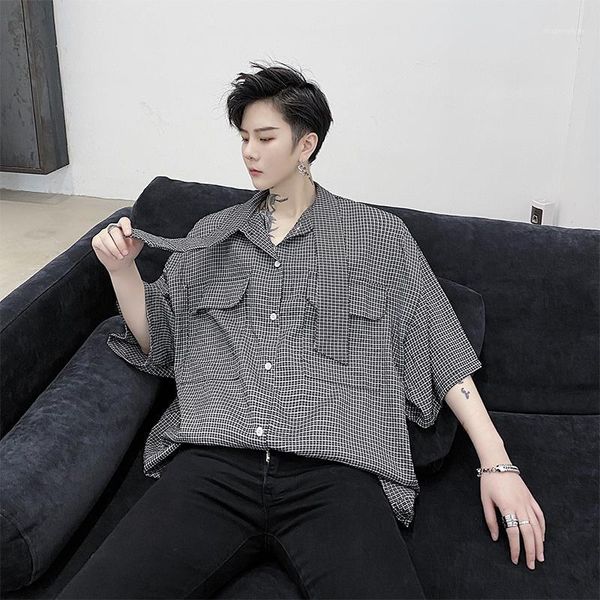 men's casual shirts summer fashion trends 2021 men lattice printing shirt short sleeve business blouse dress plus size camisa masculina, White;black
men's casual shirts summer fashion trends 2021 men lattice printing shirt short sleeve business blouse dress plus size camisa masculina, White;black
