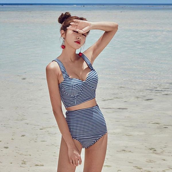 women bikini set vintage plaid back tie bow ladies beachwear high waist split push up padded steel ring female suits, Gray
women bikini set vintage plaid back tie bow ladies beachwear high waist split push up padded steel ring female suits, Gray