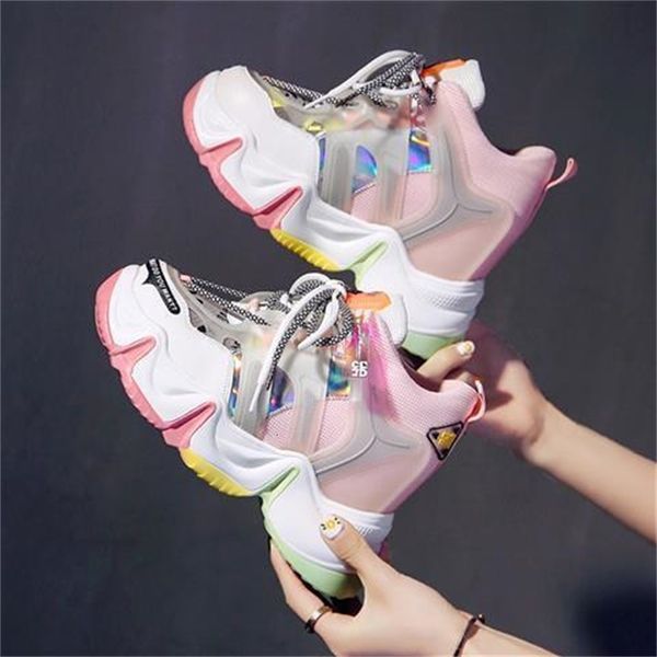 red 2021 net rainbow fire in muffins thick bottom increase female sports shoes 3os3, Black
red 2021 net rainbow fire in muffins thick bottom increase female sports shoes 3os3, Black