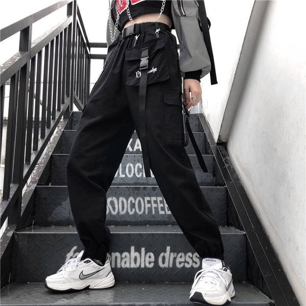 fashion autumn black women loose hip hop ribbon buckle overalls womens streetwear high street punk pants girls y200418, Black;white
fashion autumn black women loose hip hop ribbon buckle overalls womens streetwear high street punk pants girls y200418, Black;white