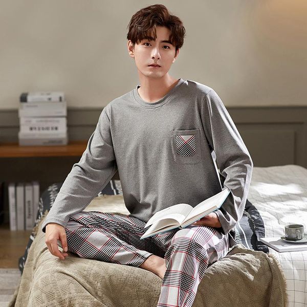 men's pajamas autumn and winter long sleeve cotton pajamas youth leisure can be worn outside plus size home service pajama set, Black;brown
men's pajamas autumn and winter long sleeve cotton pajamas youth leisure can be worn outside plus size home service pajama set, Black;brown