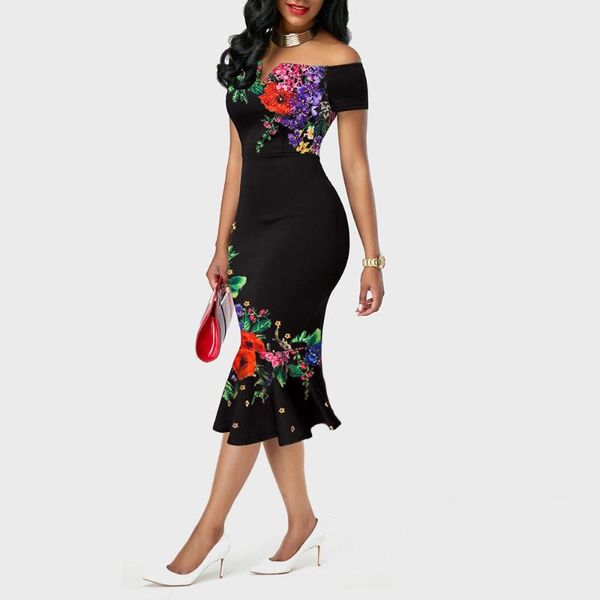 evening party dinner elegant dresses women black flower print slash neck mermaid sheath office work fashion robe midi dresses, Black;gray
evening party dinner elegant dresses women black flower print slash neck mermaid sheath office work fashion robe midi dresses, Black;gray