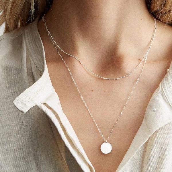 chains simple multilayer necklace rose gold 316l stainless steel fashion korean pattern chain jewelry, Silver
chains simple multilayer necklace rose gold 316l stainless steel fashion korean pattern chain jewelry, Silver