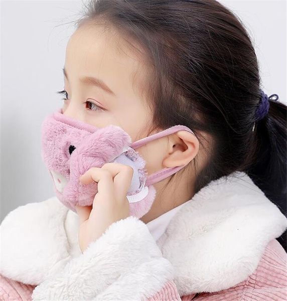 

protective us stock mouth kids/adults size mask ear 15 colors cute cat bear pig design 2 in 1 winter warm face masks dustproof mouth-muffle