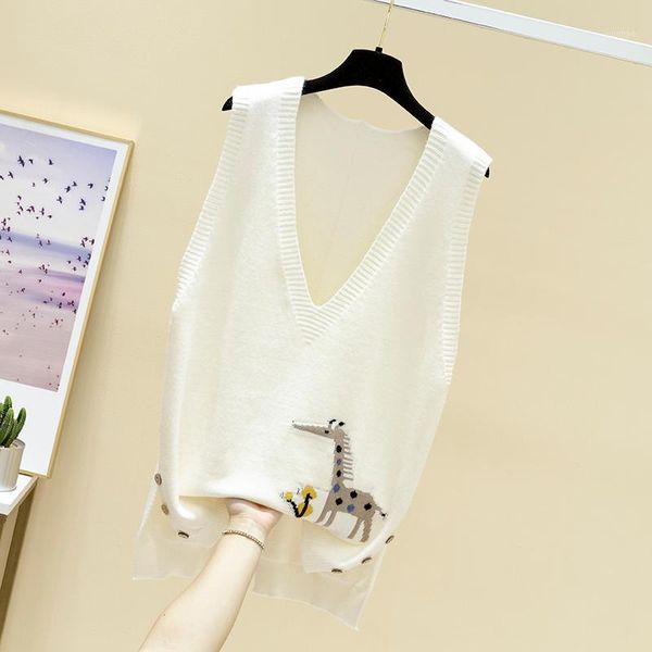 women's vests in 2021 spring v-neck knitted vest han edition loose women sweater outside wear sleeveless tank, Black;white
women's vests in 2021 spring v-neck knitted vest han edition loose women sweater outside wear sleeveless tank, Black;white