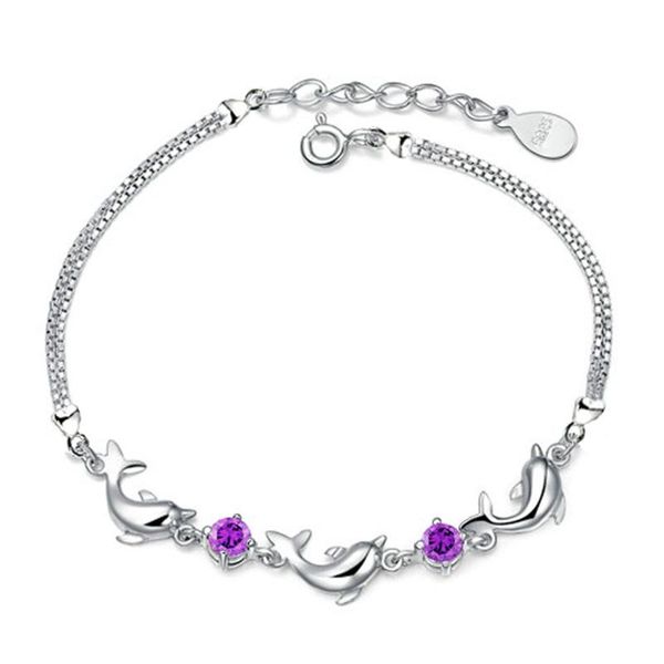 fashion purple white crystal link bracelet women fine jewelry dolphins silver color jewelry bracelets gift, Black
fashion purple white crystal link bracelet women fine jewelry dolphins silver color jewelry bracelets gift, Black