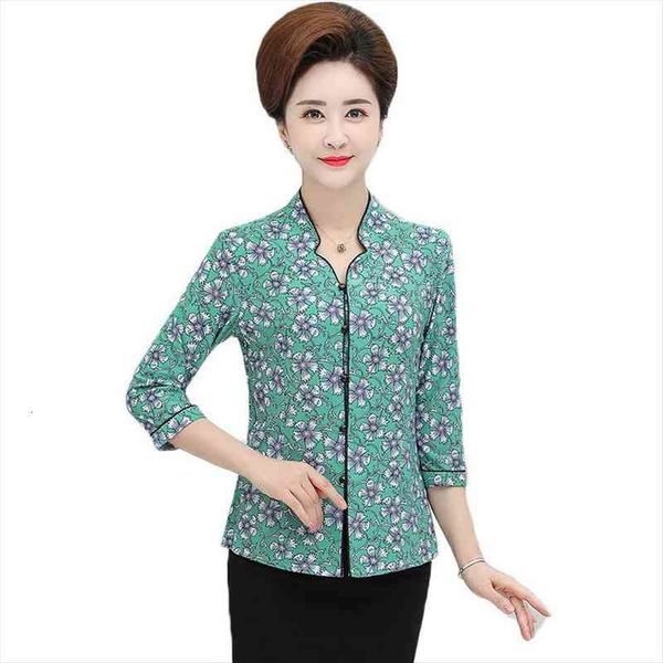 middle age women blouses summer plus size mother three quarter sleeves silk print shirt blusa feminina cardigan w82, White
middle age women blouses summer plus size mother three quarter sleeves silk print shirt blusa feminina cardigan w82, White