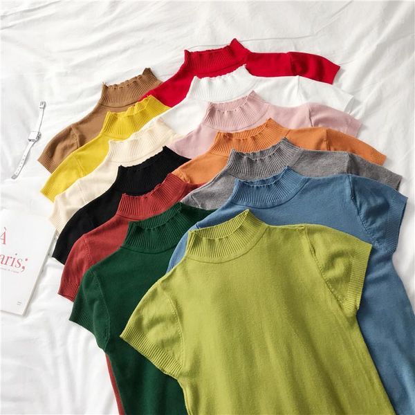 women half turtleneck short sleeve solid soft sweater shirts 2020 spring girls knitting large elastic sweaters pullovers 1, White;black
women half turtleneck short sleeve solid soft sweater shirts 2020 spring girls knitting large elastic sweaters pullovers 1, White;black