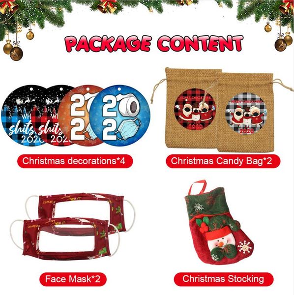christmas decorations protective suit 1pack=1box= round circle christmas ornament*4 +gift candy bags*2 +face mask*2 + stockings*1 e111704
christmas decorations protective suit 1pack=1box= round circle christmas ornament*4 +gift candy bags*2 +face mask*2 + stockings*1 e111704