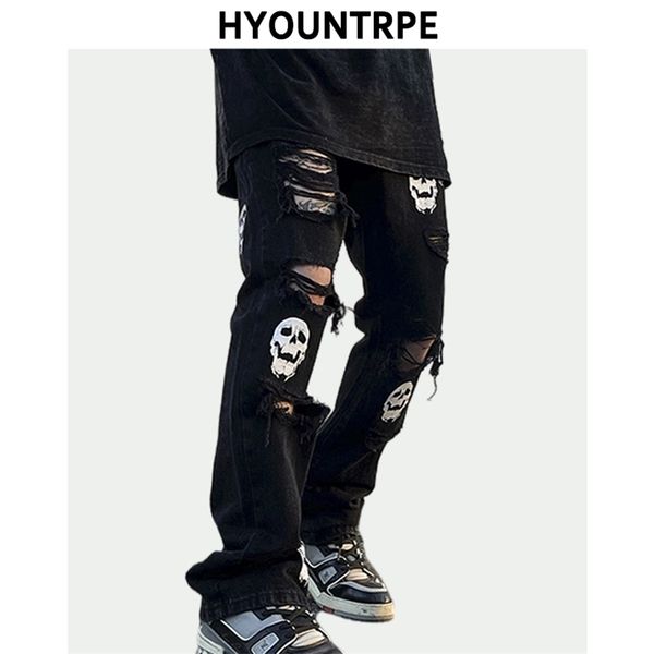 fashion skull printed denim jeans mens destoryed holes zipper flare jeans hip hop streetwear summer casual joggers jeans pants 220217, Blue
fashion skull printed denim jeans mens destoryed holes zipper flare jeans hip hop streetwear summer casual joggers jeans pants 220217, Blue