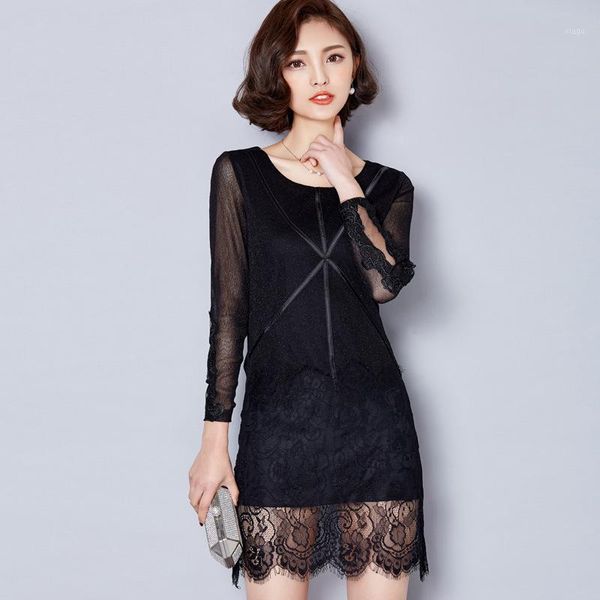 2017 autumn women's dress new style korean-style gauze joint slim fit lace dress autumn mid-length1, White;black
2017 autumn women's dress new style korean-style gauze joint slim fit lace dress autumn mid-length1, White;black