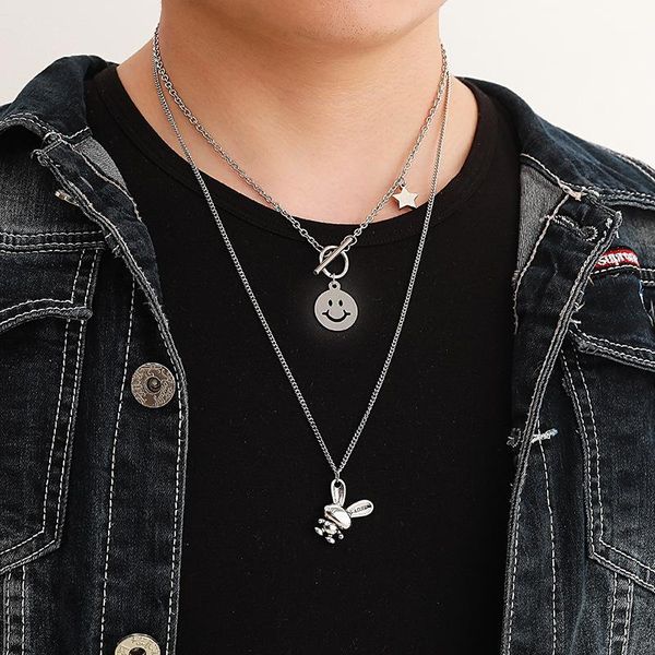fashion female retro hip-hop titanium steel pendant necklace long double-layer pendant accessories, Silver
fashion female retro hip-hop titanium steel pendant necklace long double-layer pendant accessories, Silver