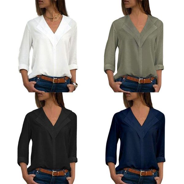women plus size long sleeve t-shirt notched lapel collar v-neck loose blouse office casual plain solid color pullover s-5xl, White
women plus size long sleeve t-shirt notched lapel collar v-neck loose blouse office casual plain solid color pullover s-5xl, White