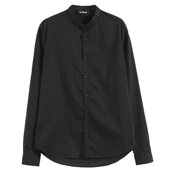 cotton long sleeve lapel collar formal casual social men's shirt, White;black
cotton long sleeve lapel collar formal casual social men's shirt, White;black