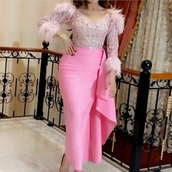 elegant pink sheath formal evening dresses short tea length 2021 glitter bling sequined feather long sleeve prom party dress cocktail, Black;red
elegant pink sheath formal evening dresses short tea length 2021 glitter bling sequined feather long sleeve prom party dress cocktail, Black;red