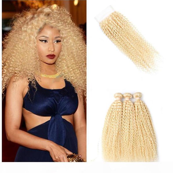 613 blonde kinky curly human hair bundles with lace closure 8a peruvian virgin hair weaves with 4*4 lace closure middle three part, Black;brown
613 blonde kinky curly human hair bundles with lace closure 8a peruvian virgin hair weaves with 4*4 lace closure middle three part, Black;brown