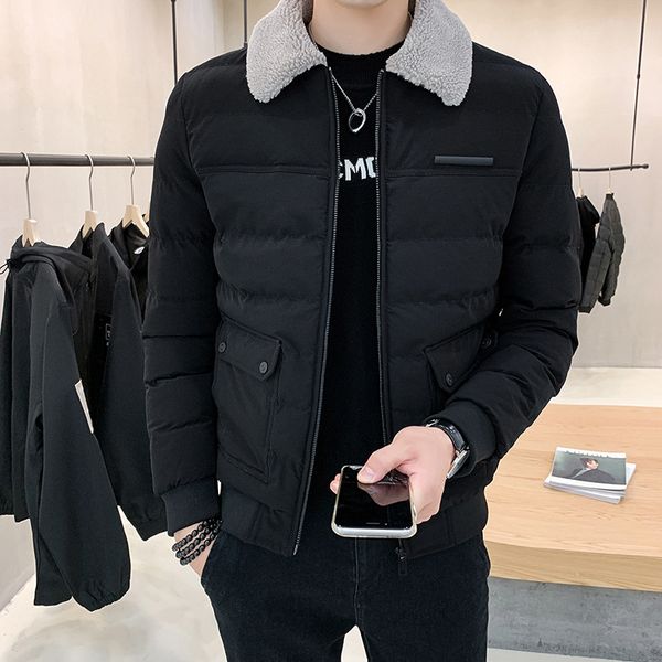 2020 new winter lamb collar korean youth down padded men's jacket tooling cotton clothes fashion, Black
2020 new winter lamb collar korean youth down padded men's jacket tooling cotton clothes fashion, Black