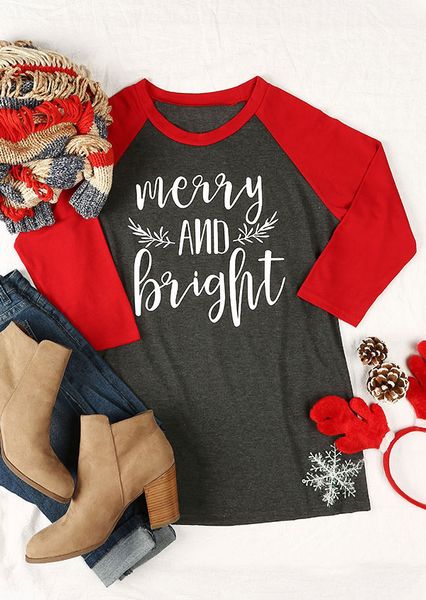 christmas womens merry and bright letter print round neck 3/4 sleeves t-shirt, White
christmas womens merry and bright letter print round neck 3/4 sleeves t-shirt, White