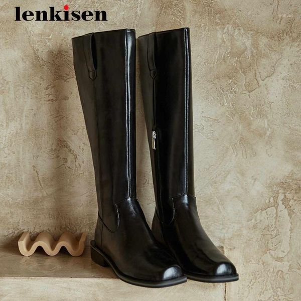 lenkisen western boots natural leather european design square toe thick low heel zipper leisure daily wear knee-high boots l471, Black
lenkisen western boots natural leather european design square toe thick low heel zipper leisure daily wear knee-high boots l471, Black