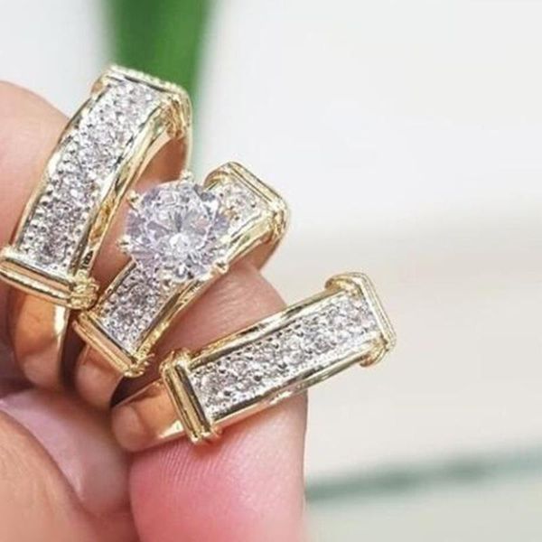 wedding rings product golden color couple three-piece set inlaid crystal ring european and american fashion three-in-one whole sale, Slivery;golden 
wedding rings product golden color couple three-piece set inlaid crystal ring european and american fashion three-in-one whole sale, Slivery;golden