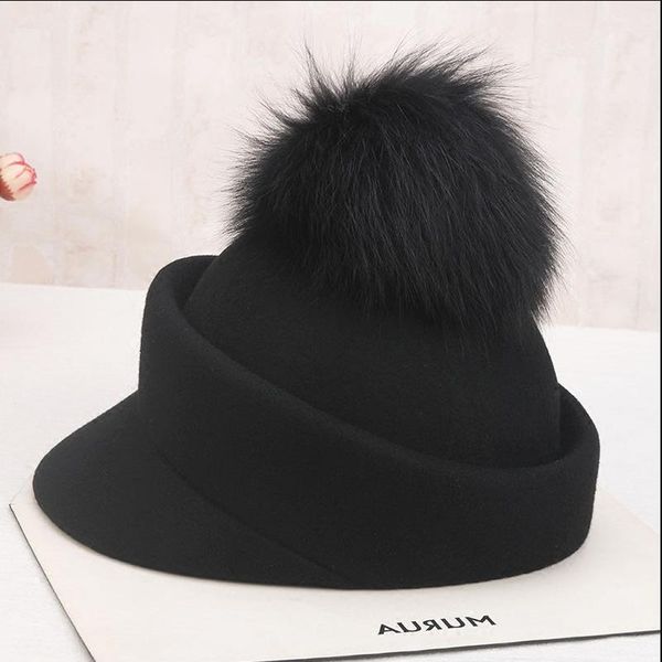 stingy brim hats 202111-nao-yixing autumn winter wool fur pompon raccoon ball lady octagonal hat women visors cap, Blue;gray
stingy brim hats 202111-nao-yixing autumn winter wool fur pompon raccoon ball lady octagonal hat women visors cap, Blue;gray