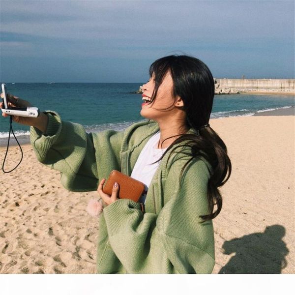 alien kitty women autumn full sleeve knitte jacket 2018 ladies elegant solid hooded thicken loose jackets coat casacos feminino, Black;brown
alien kitty women autumn full sleeve knitte jacket 2018 ladies elegant solid hooded thicken loose jackets coat casacos feminino, Black;brown