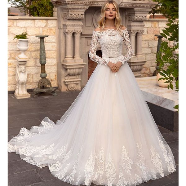 elegant country wedding dresses 2021 lace appliques a line long sleeve bridal gowns off shoulder vestido de fiesta de boda, White
elegant country wedding dresses 2021 lace appliques a line long sleeve bridal gowns off shoulder vestido de fiesta de boda, White