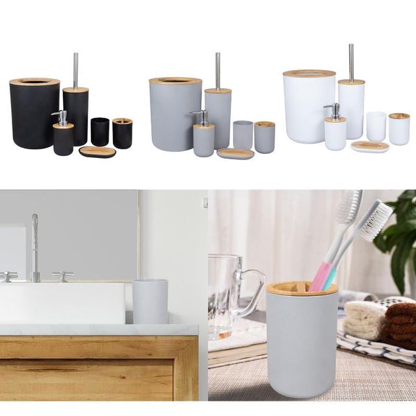 bath accessory set plastic 6-piece bathroom accessories soap dish trash bin toothbrush holder
bath accessory set plastic 6-piece bathroom accessories soap dish trash bin toothbrush holder