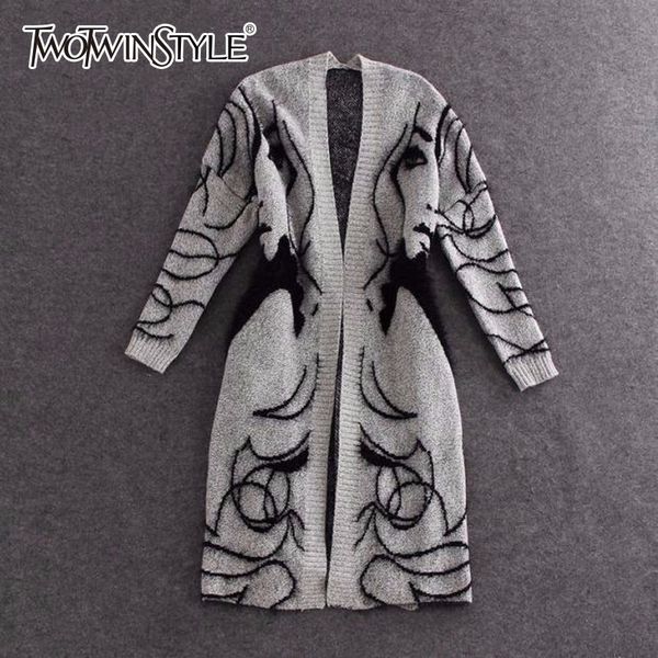 twotwinstyle knitted long sweater trench coat women autumn winter big size cardigan batwing sleeve female jumper cardigan 201202, White;black
twotwinstyle knitted long sweater trench coat women autumn winter big size cardigan batwing sleeve female jumper cardigan 201202, White;black