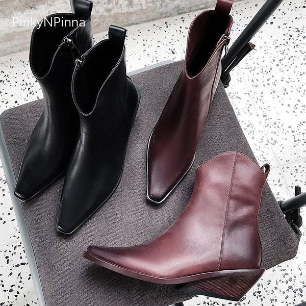 women vintage cowhide short ankle boots western style riding horsing cowboy booties classic soft leather sheepskin1, Black
women vintage cowhide short ankle boots western style riding horsing cowboy booties classic soft leather sheepskin1, Black