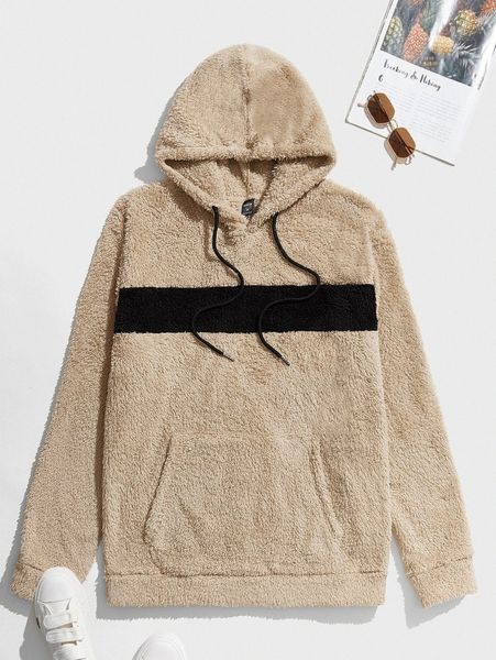 men contrast panel kangaroo pocket drawstring flannel hoodie g9pl#, Black
men contrast panel kangaroo pocket drawstring flannel hoodie g9pl#, Black