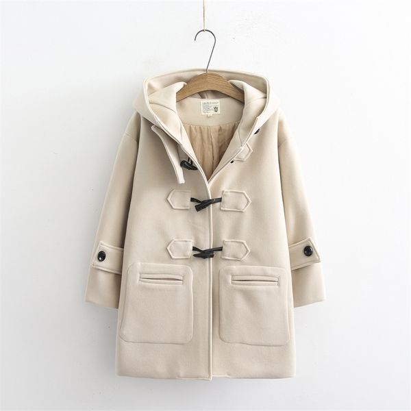 cow horn buckles coats women autumn and winter long woolen coat hooded student small coat 201103, Black
cow horn buckles coats women autumn and winter long woolen coat hooded student small coat 201103, Black