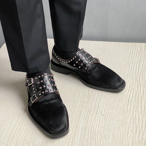 horse fur monk strap shoes handmade full grain leather mens formal business shoes gentlemen rivets wedding dress shoe, Black
horse fur monk strap shoes handmade full grain leather mens formal business shoes gentlemen rivets wedding dress shoe, Black