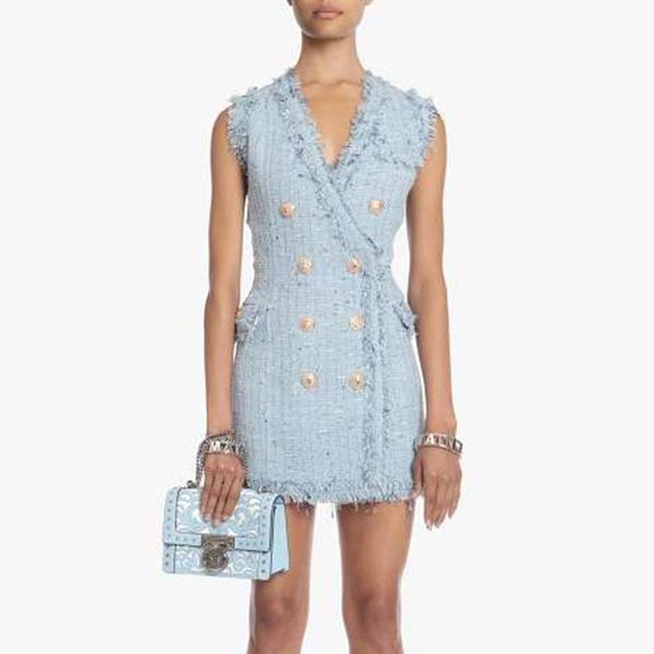 high street fashion 2020 designer runway dress women's v-neck double breasted fringe tassel colors tweed tank dress1, Black;gray
high street fashion 2020 designer runway dress women's v-neck double breasted fringe tassel colors tweed tank dress1, Black;gray