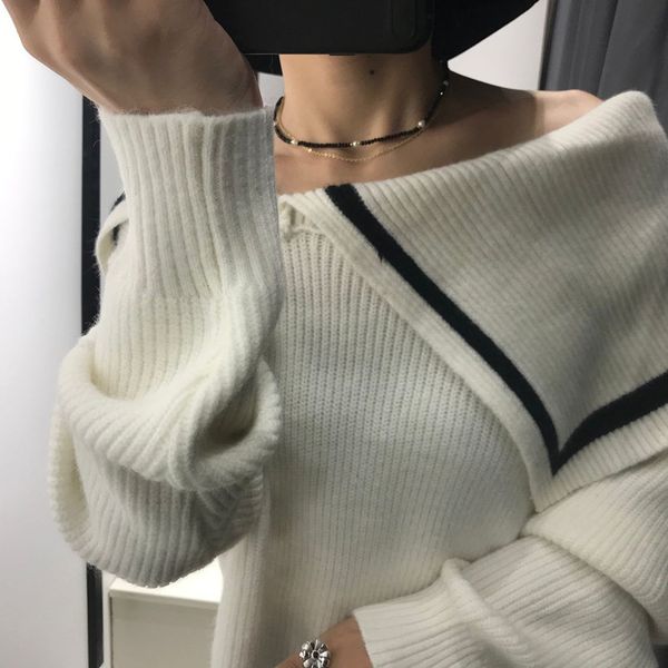 women sweaters and pullovers rushed net super fire sweater navy new winter computer knitted turn-down collar korean version q1215, White;black
women sweaters and pullovers rushed net super fire sweater navy new winter computer knitted turn-down collar korean version q1215, White;black