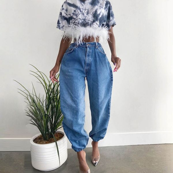 women high waist jeans loose plus size pants casual high street trousers vintage pantalon solid denim pants streetwear femme c03 y1214, Blue
women high waist jeans loose plus size pants casual high street trousers vintage pantalon solid denim pants streetwear femme c03 y1214, Blue