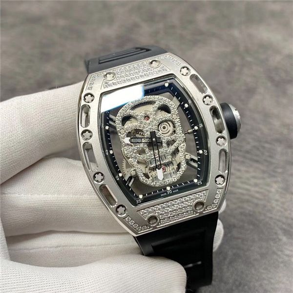 designer watch barrel hollowed-out skull automatic mechanical movement rubber black watchband men's brand watch, Slivery;brown
designer watch barrel hollowed-out skull automatic mechanical movement rubber black watchband men's brand watch, Slivery;brown