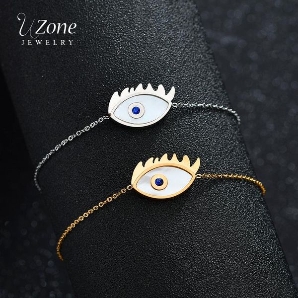 uzone stainless steel turkey eye bracelet gold steel evil eye shell chain bracelet for lady charm women jewelry drop shipping, Black
uzone stainless steel turkey eye bracelet gold steel evil eye shell chain bracelet for lady charm women jewelry drop shipping, Black