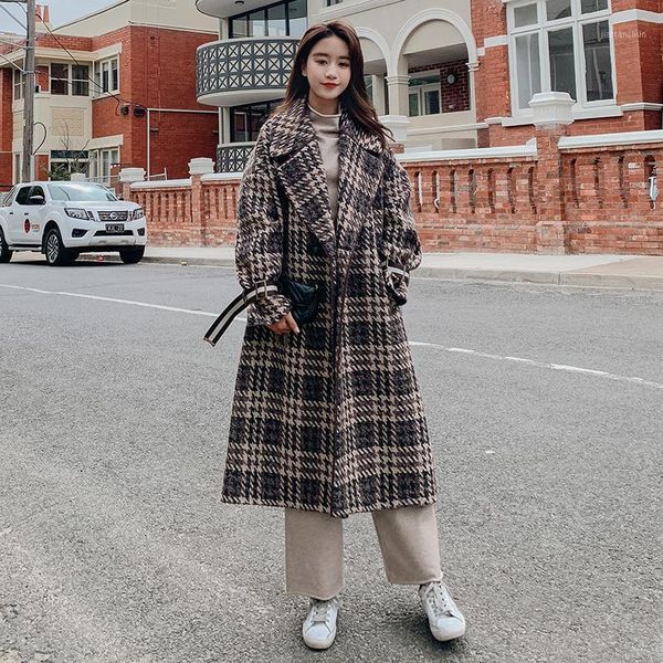 women woolen jacket 2020 winter new long loose lapel check wool thick single-breasted long sleeve retro fashion coat female y581, Black
women woolen jacket 2020 winter new long loose lapel check wool thick single-breasted long sleeve retro fashion coat female y581, Black