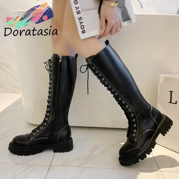doratasia women zipper solid platform mid calf motorcycle shoes cross tied fashion design boots women boots, Black
doratasia women zipper solid platform mid calf motorcycle shoes cross tied fashion design boots women boots, Black