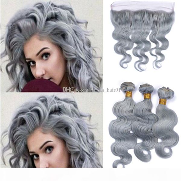 silver gray body wave hair bundles with 13*4 lace band frontal closure brazilian virgin hair grey bundles with ear to ear lace frontal, Black;brown
silver gray body wave hair bundles with 13*4 lace band frontal closure brazilian virgin hair grey bundles with ear to ear lace frontal, Black;brown