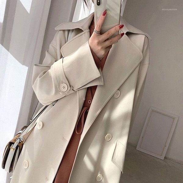 women's trench coats spring plus size mid-length women's solid double breasted windbreaker with belt autumn camperas de mujer casu, Tan;black
women's trench coats spring plus size mid-length women's solid double breasted windbreaker with belt autumn camperas de mujer casu, Tan;black