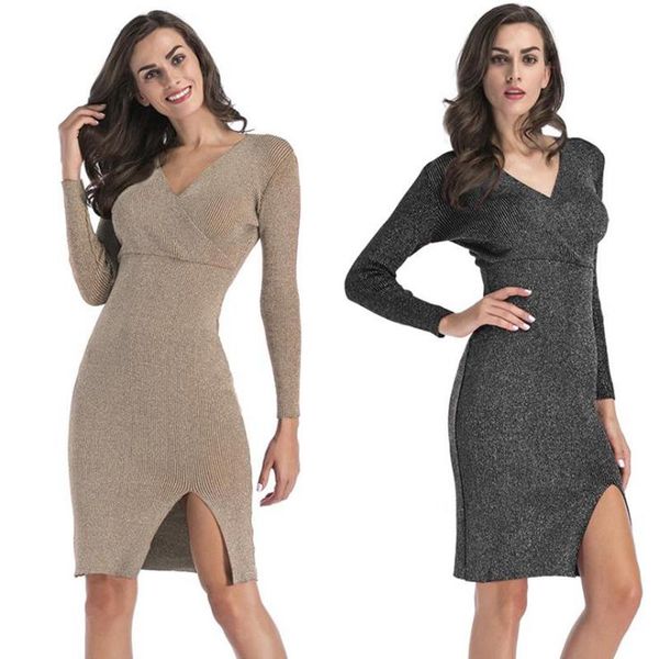 casual dresses autumn winter women solid long sleeve v neck sweaterdress mini split knited women's dress black elegant bodycon, Black;gray
casual dresses autumn winter women solid long sleeve v neck sweaterdress mini split knited women's dress black elegant bodycon, Black;gray
