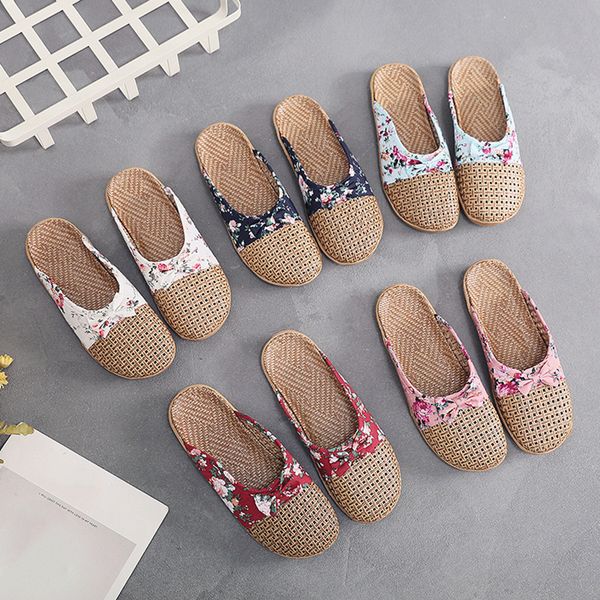 women flax slippers sandals summer comfortable non-slip ladies home flip flop cross-tied casual indoor shoes multicolor, Black 
women flax slippers sandals summer comfortable non-slip ladies home flip flop cross-tied casual indoor shoes multicolor, Black