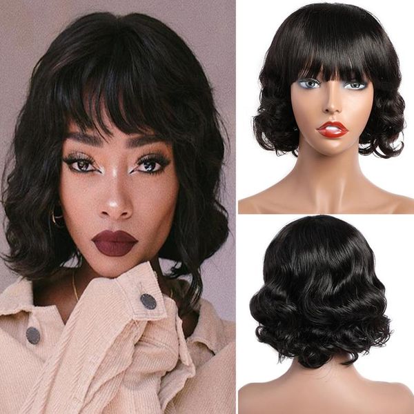 brazilian wavy bob wig with bangs human hair bob wigs maxine short bob wig body wave capless full machine wig f wmtonb, Black;brown
brazilian wavy bob wig with bangs human hair bob wigs maxine short bob wig body wave capless full machine wig f wmtonb, Black;brown